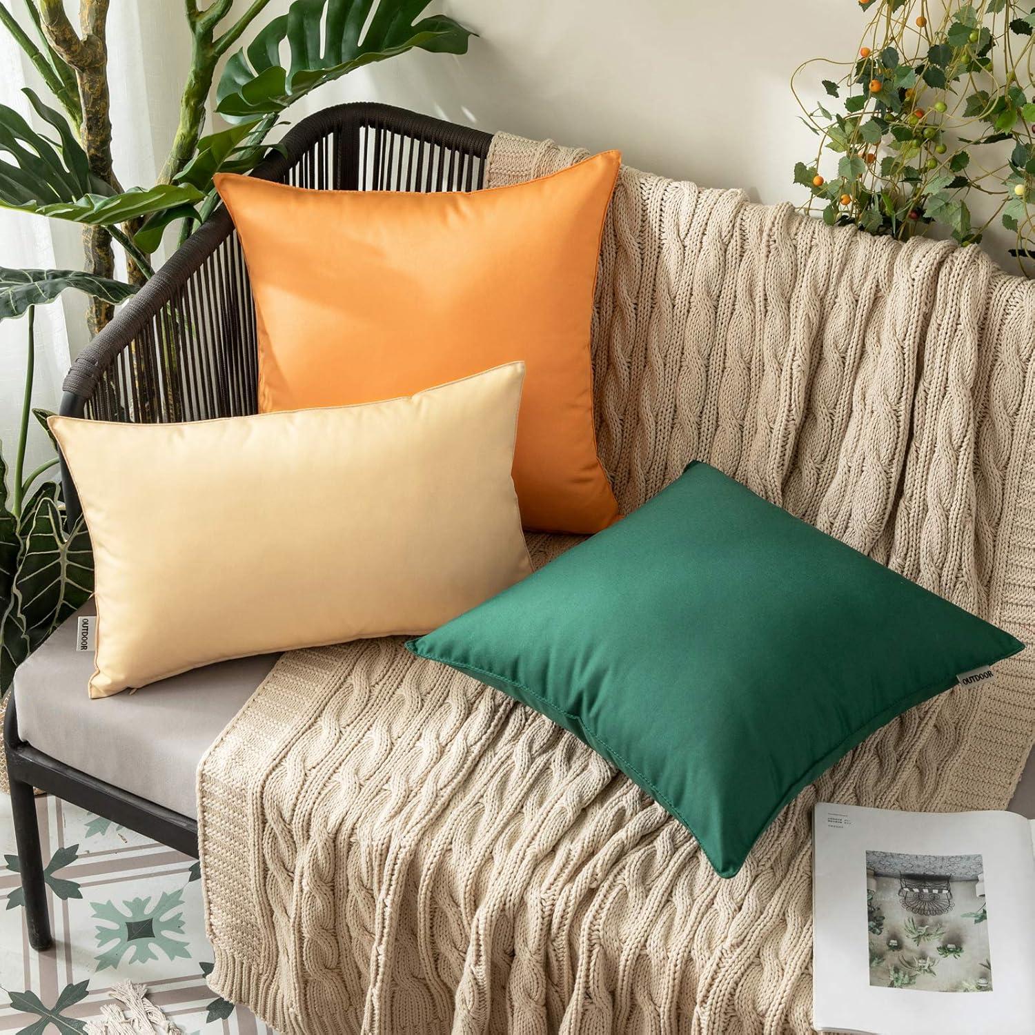 imageMIULEE Pack of 2 Decorative Outdoor Waterproof Pillow Covers Square Garden Cushion Sham Throw Pillowcase Shell for Spring Patio Tent Couch 18x18 Inch Teal BlueOrange Yellow