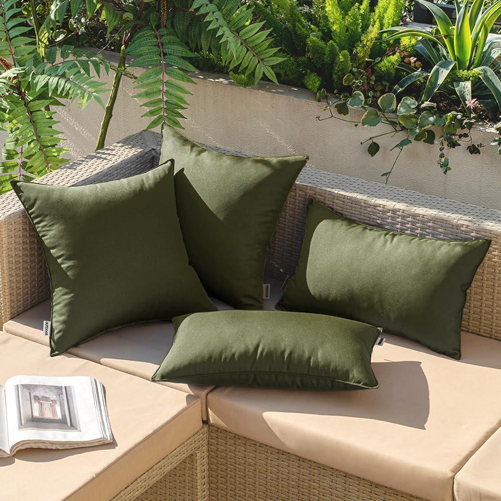 imageMIULEE Pack of 2 Decorative Outdoor Waterproof Pillow Covers Square Garden Cushion Sham Throw Pillowcase Shell for Spring Patio Tent Couch 18x18 Inch Teal BlueOlive