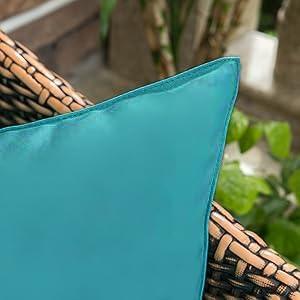 imageMIULEE Pack of 2 Decorative Outdoor Waterproof Pillow Covers Square Garden Cushion Sham Throw Pillowcase Shell for Spring Patio Tent Couch 18x18 Inch Teal BlueTurquoise