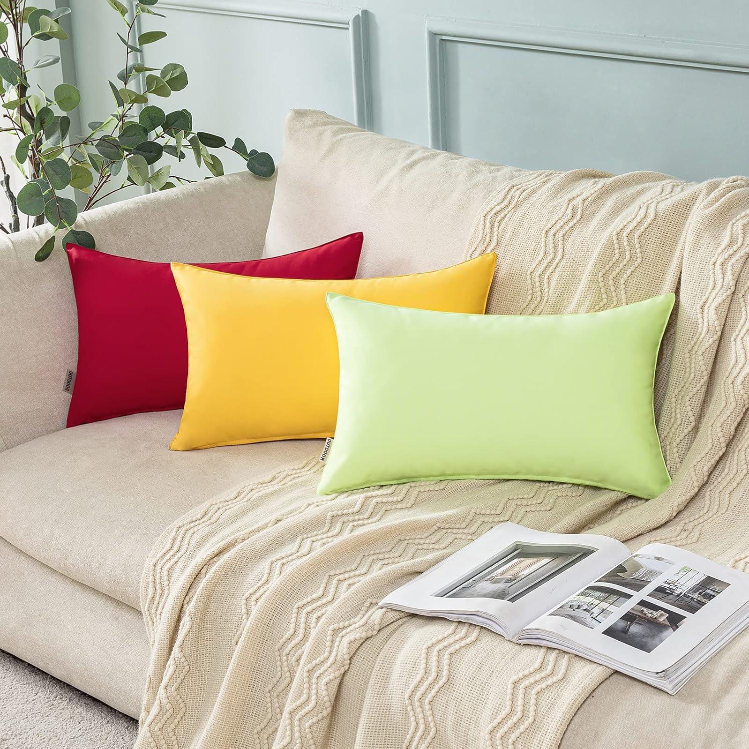 imageMIULEE Pack of 2 Decorative Outdoor Waterproof Pillow Covers Square Garden Cushion Sham Throw Pillowcase Shell for Spring Patio Tent Couch 18x18 Inch Teal BluePale Green