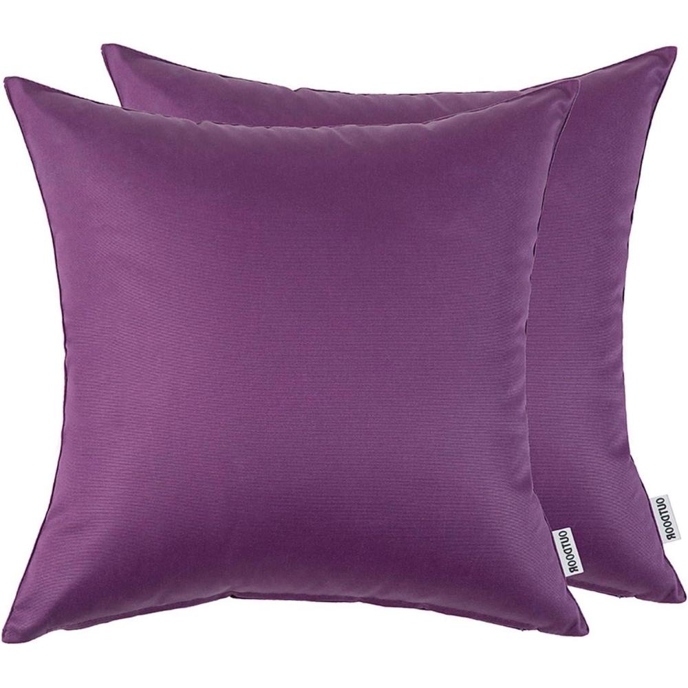 imageMIULEE Pack of 2 Decorative Outdoor Waterproof Pillow Covers Square Garden Cushion Sham Throw Pillowcase Shell for Spring Patio Tent Couch 18x18 Inch Teal BluePurple