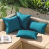 MIULEE Pack of 2 Decorative Outdoor Waterproof Pillow Covers Square Garden Cushion Sham Throw Pillowcase Shell for Spring Patio Tent Couch 18×18 Inch Teal Blue(Deep Blue)