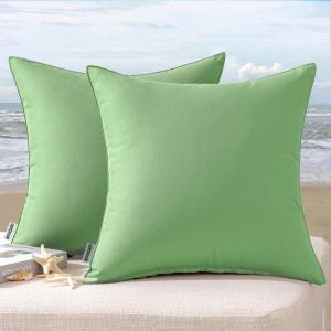 MIULEE Pack of 2 Decorative Outdoor Waterproof Pillow Covers Square Garden Cushion Sham Throw Pillowcase Shell for Spring Patio Tent Couch 18×18 Inch Teal Blue(Sage)
