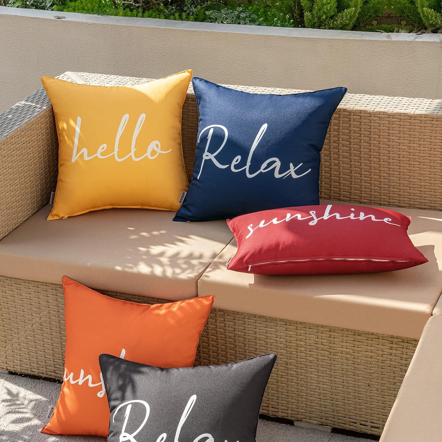 imageMIULEE Outdoor Waterproof Throw Pillow Covers Set of 2 Relax Decorative Outdoor Square Pillowcases for Chair Patio Garden Couch Tent Balcony Sofa Deep Blue 18x18 InchBlue
