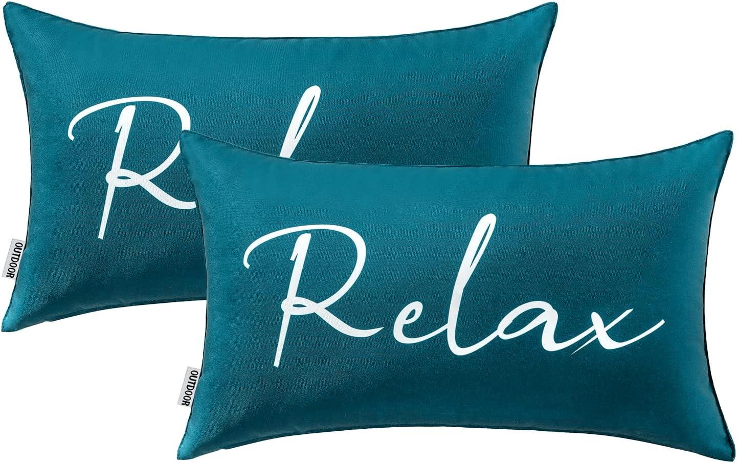 imageMIULEE Outdoor Waterproof Throw Pillow Covers Set of 2 Relax Decorative Outdoor Square Pillowcases for Chair Patio Garden Couch Tent Balcony Sofa Deep Blue 18x18 InchDeep Blue