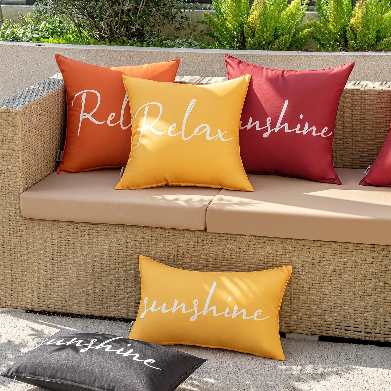 imageMIULEE Outdoor Waterproof Throw Pillow Covers Set of 2 Relax Decorative Outdoor Square Pillowcases for Chair Patio Garden Couch Tent Balcony Sofa Deep Blue 18x18 InchYellow