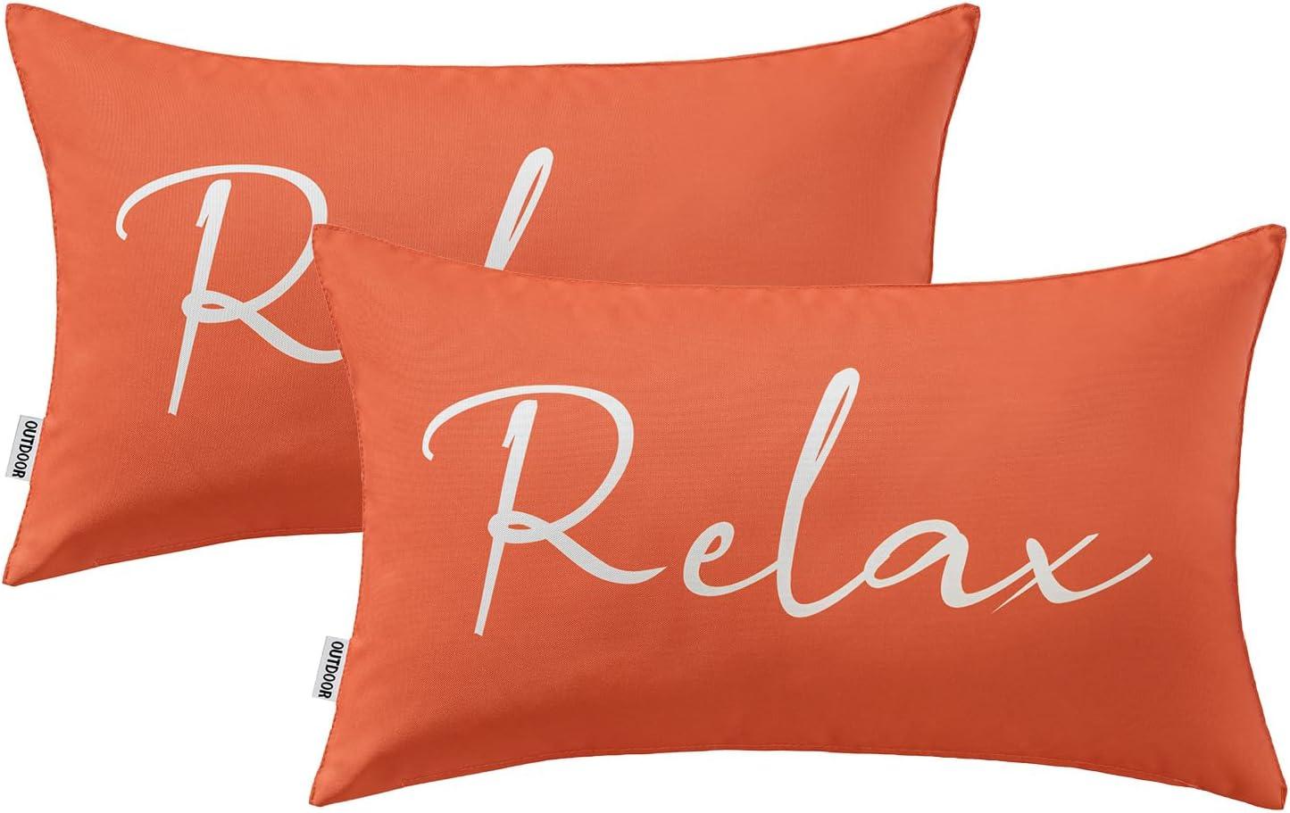 imageMIULEE Outdoor Waterproof Throw Pillow Covers Set of 2 Relax Decorative Outdoor Square Pillowcases for Chair Patio Garden Couch Tent Balcony Sofa Deep Blue 18x18 InchCoral Red