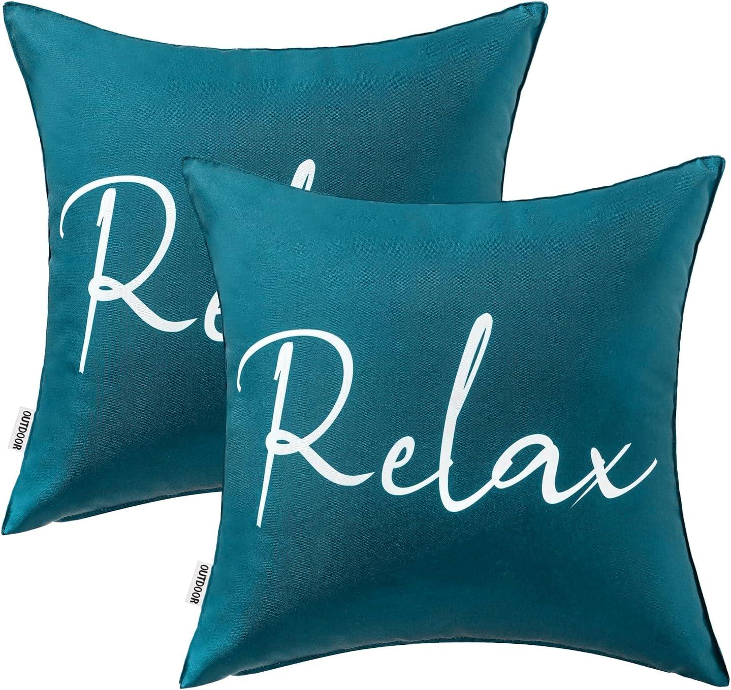 imageMIULEE Outdoor Waterproof Throw Pillow Covers Set of 2 Relax Decorative Outdoor Square Pillowcases for Chair Patio Garden Couch Tent Balcony Sofa Deep Blue 18x18 InchDeep Blue