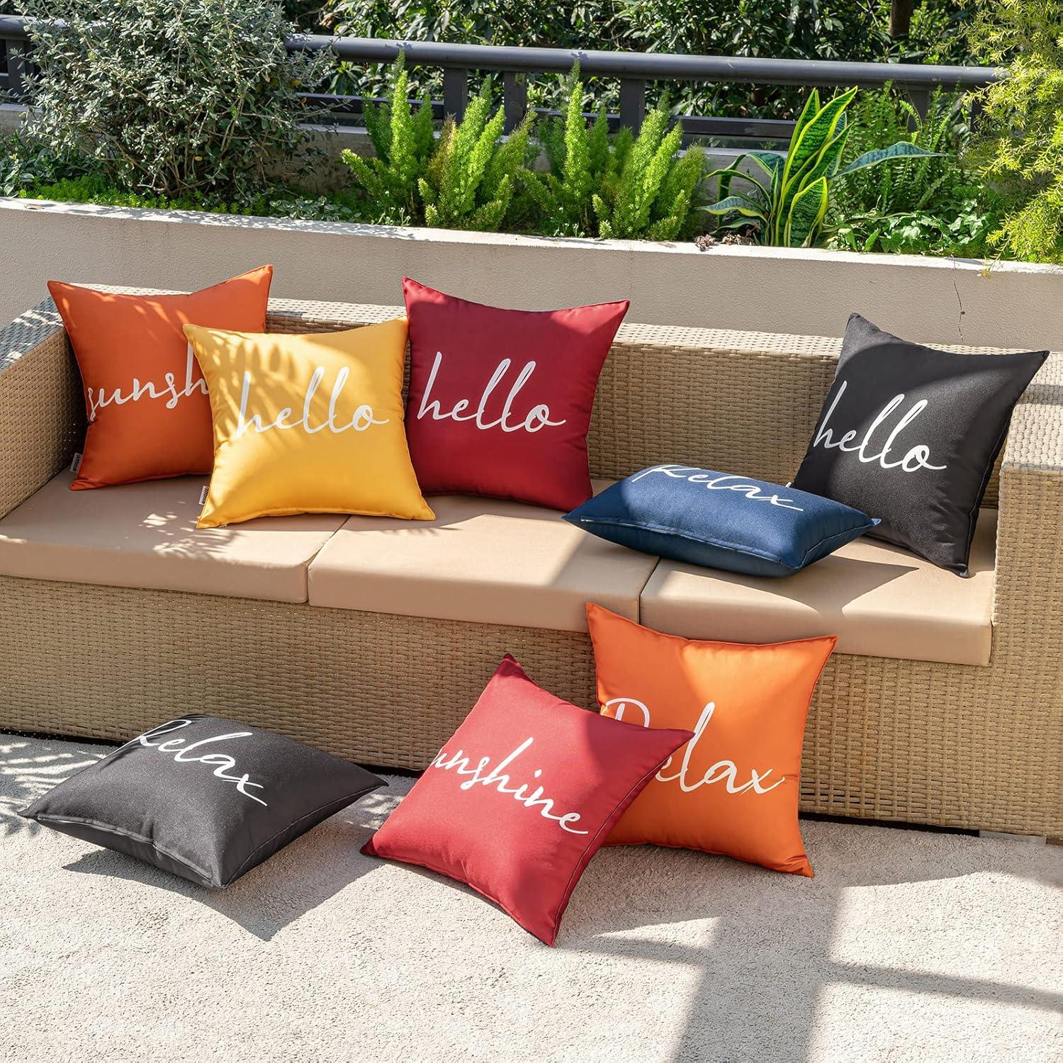 imageMIULEE Outdoor Waterproof Throw Pillow Covers Set of 2 Relax Decorative Outdoor Square Pillowcases for Chair Patio Garden Couch Tent Balcony Sofa Deep Blue 18x18 InchBlue