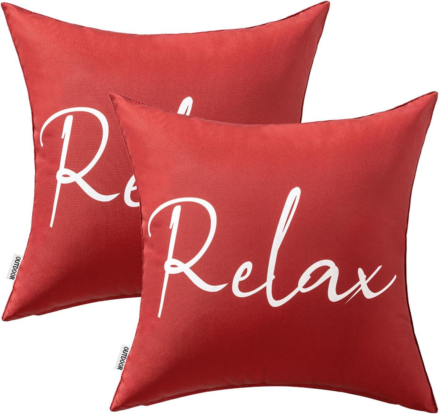 imageMIULEE Outdoor Waterproof Throw Pillow Covers Set of 2 Relax Decorative Outdoor Square Pillowcases for Chair Patio Garden Couch Tent Balcony Sofa Deep Blue 18x18 InchRed