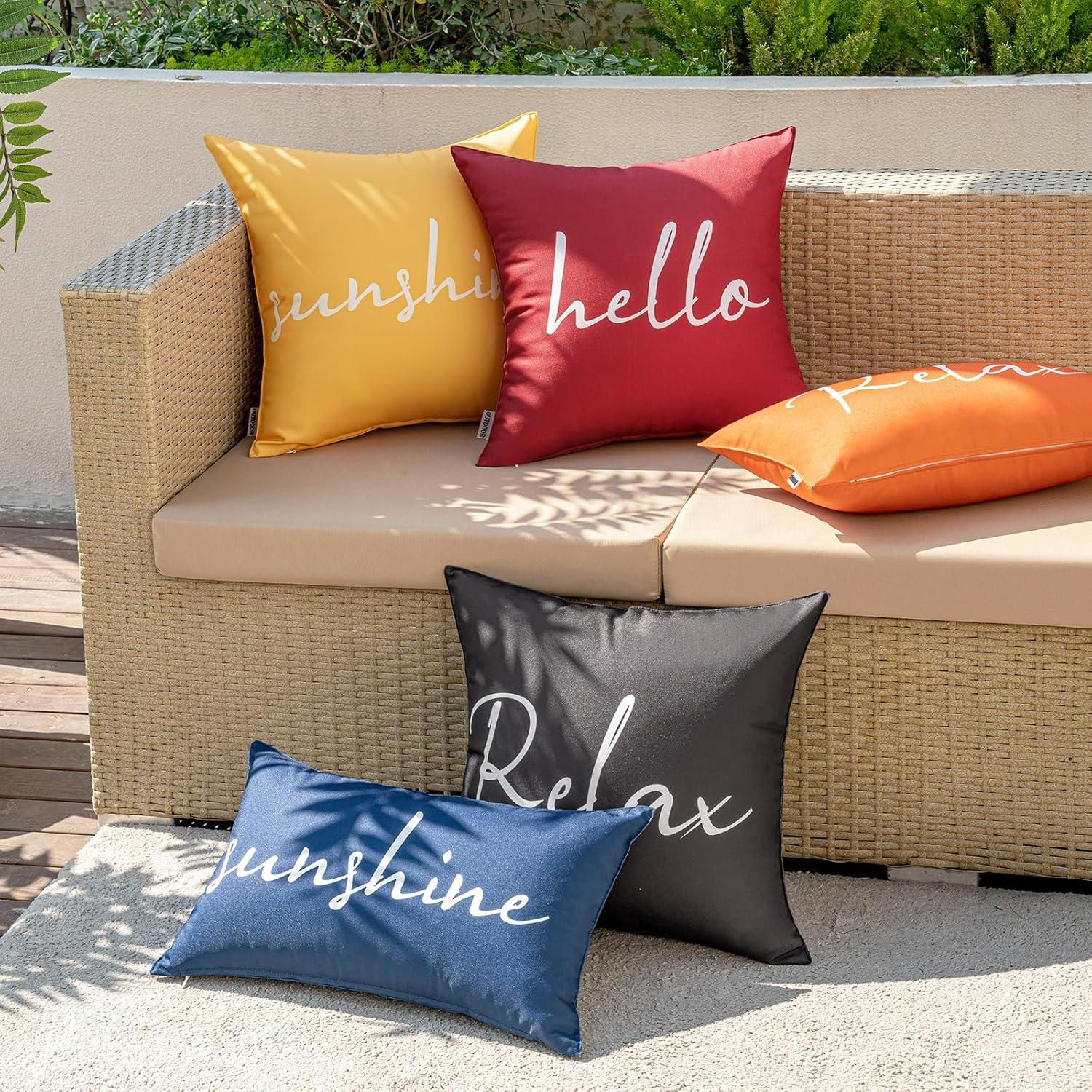 imageMIULEE Outdoor Waterproof Throw Pillow Covers Set of 2 Relax Decorative Outdoor Square Pillowcases for Chair Patio Garden Couch Tent Balcony Sofa Deep Blue 18x18 InchBlack