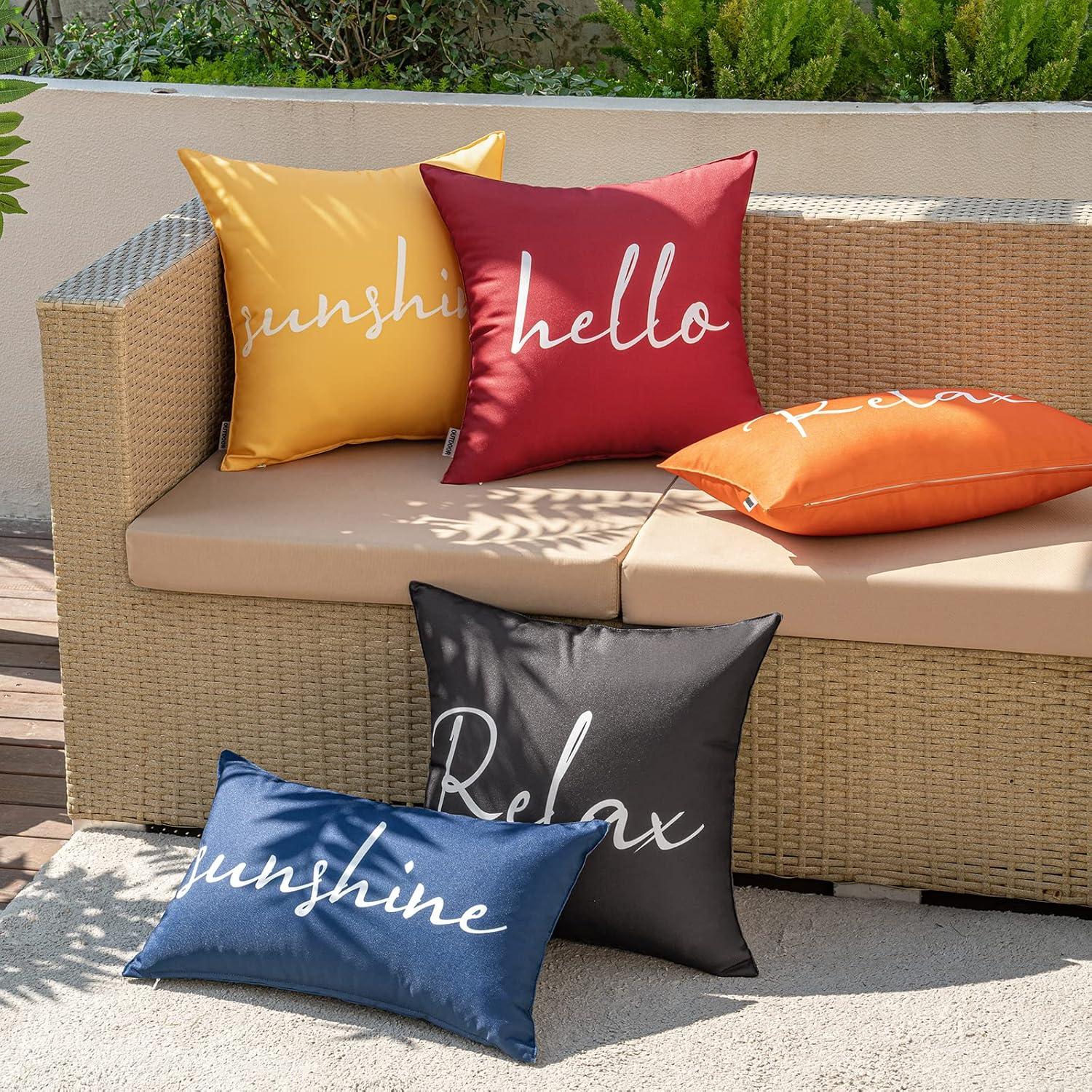 imageMIULEE Outdoor Waterproof Throw Pillow Covers Set of 2 Relax Decorative Outdoor Square Pillowcases for Chair Patio Garden Couch Tent Balcony Sofa Deep Blue 18x18 InchBlack