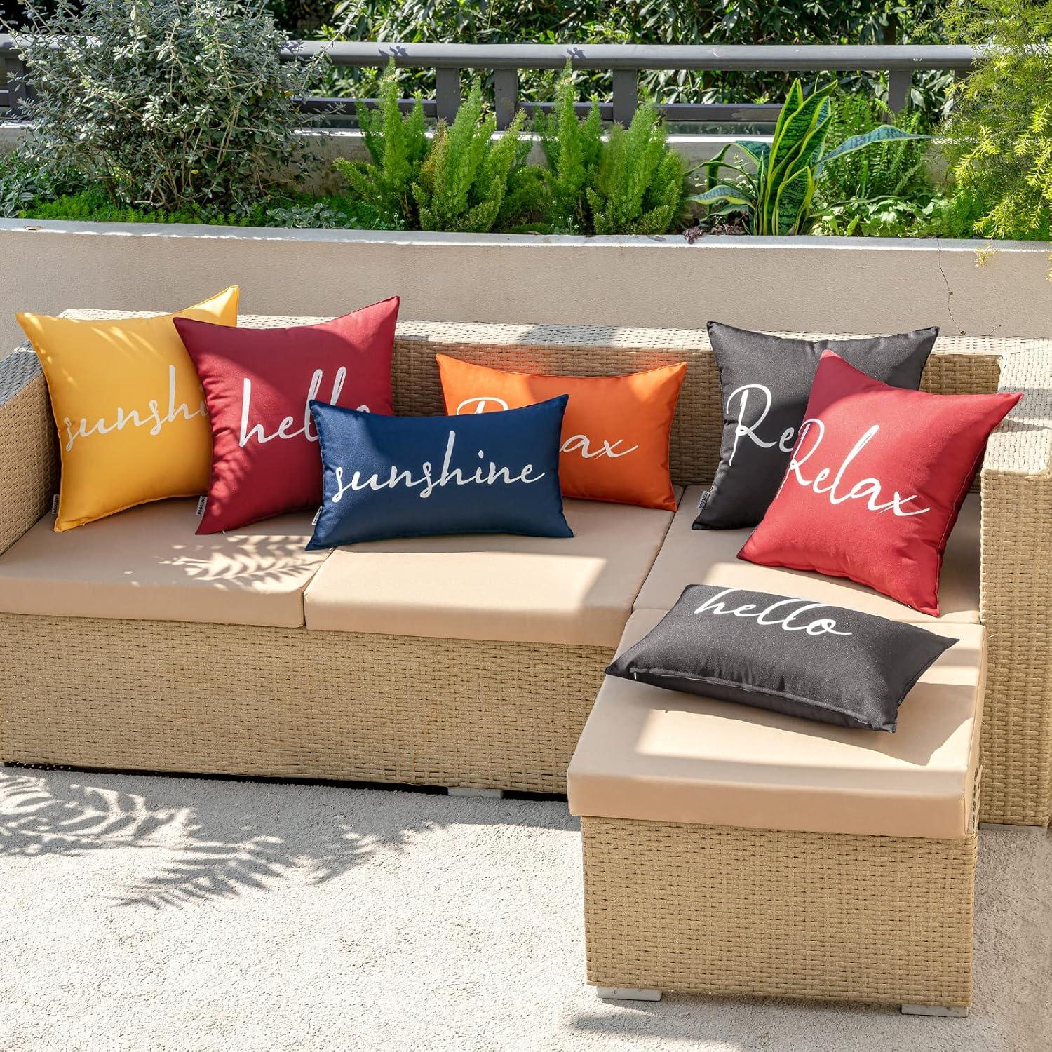 imageMIULEE Outdoor Waterproof Throw Pillow Covers Set of 2 Relax Decorative Outdoor Square Pillowcases for Chair Patio Garden Couch Tent Balcony Sofa Deep Blue 18x18 InchBlack