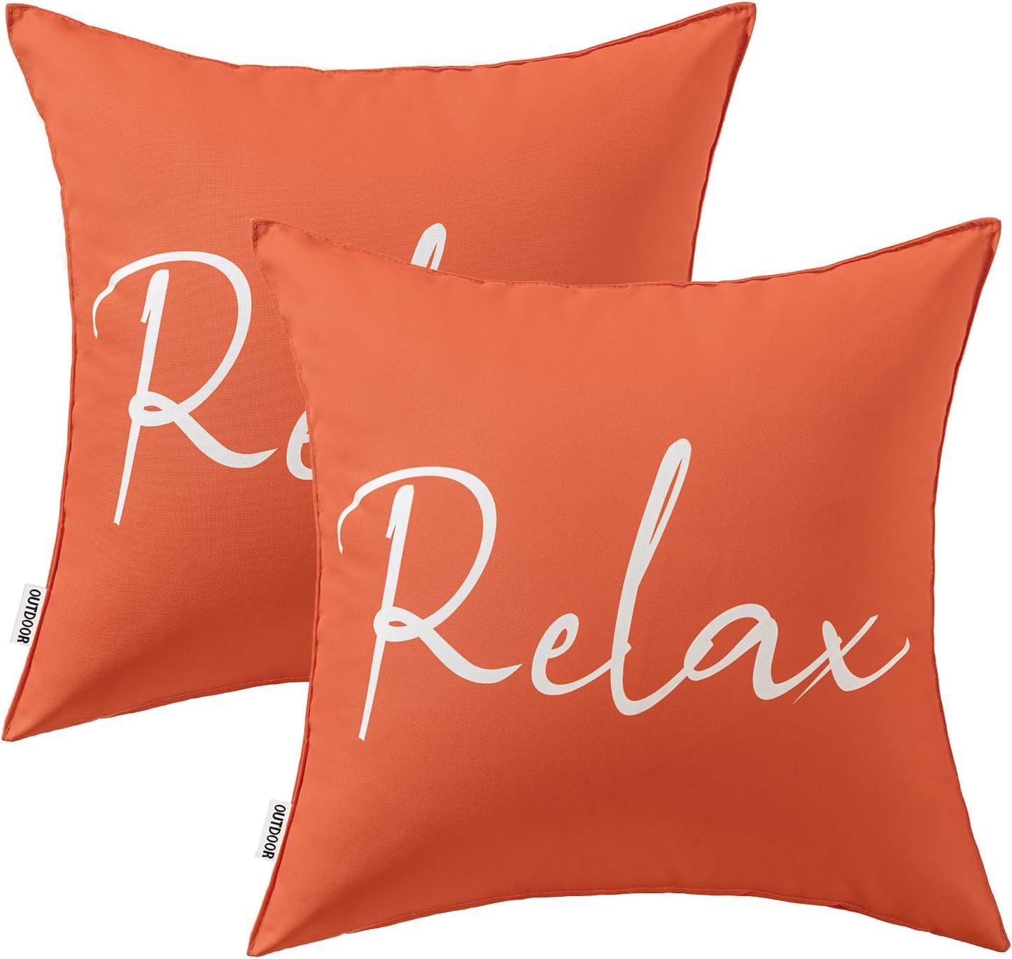 imageMIULEE Outdoor Waterproof Throw Pillow Covers Set of 2 Relax Decorative Outdoor Square Pillowcases for Chair Patio Garden Couch Tent Balcony Sofa Deep Blue 18x18 InchCoral Red