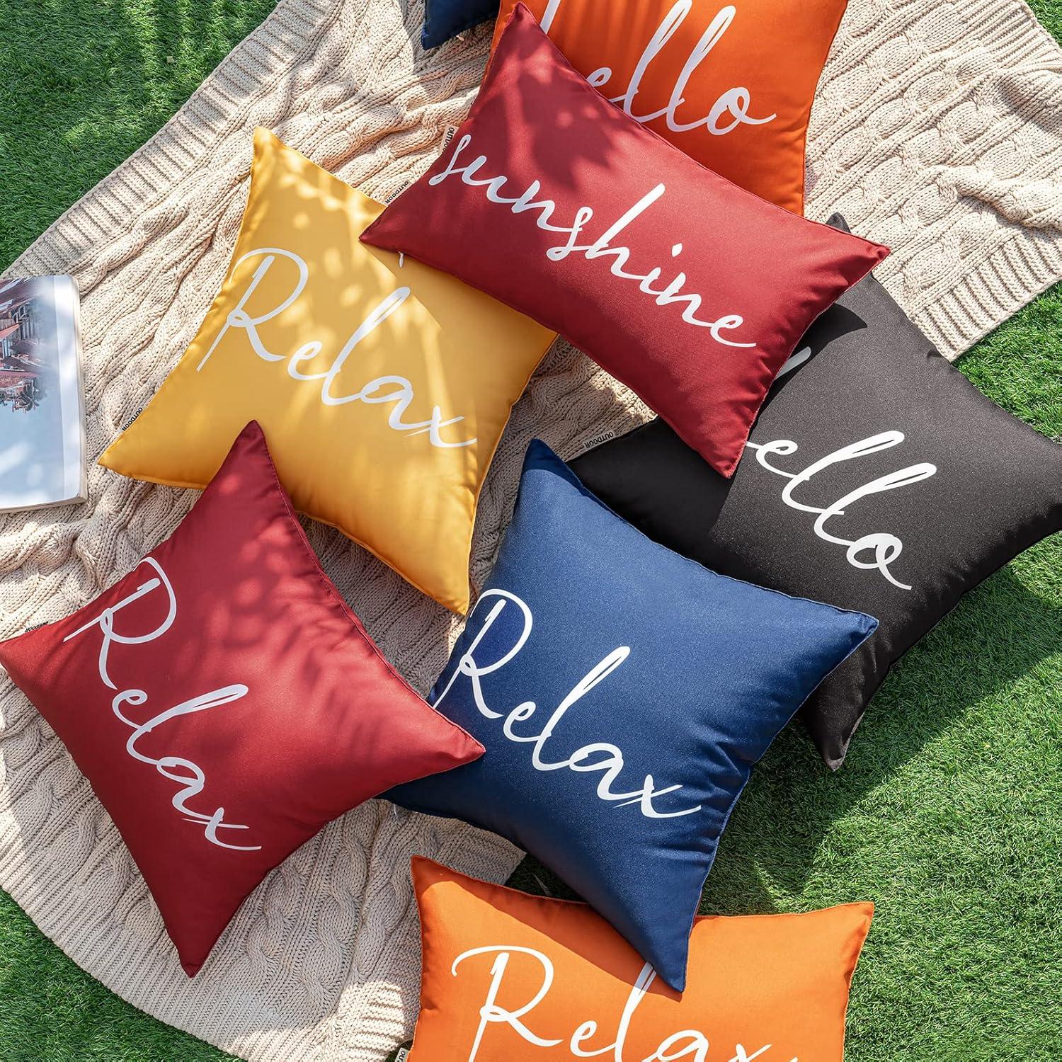 imageMIULEE Outdoor Waterproof Throw Pillow Covers Set of 2 Relax Decorative Outdoor Square Pillowcases for Chair Patio Garden Couch Tent Balcony Sofa Deep Blue 18x18 InchYellow