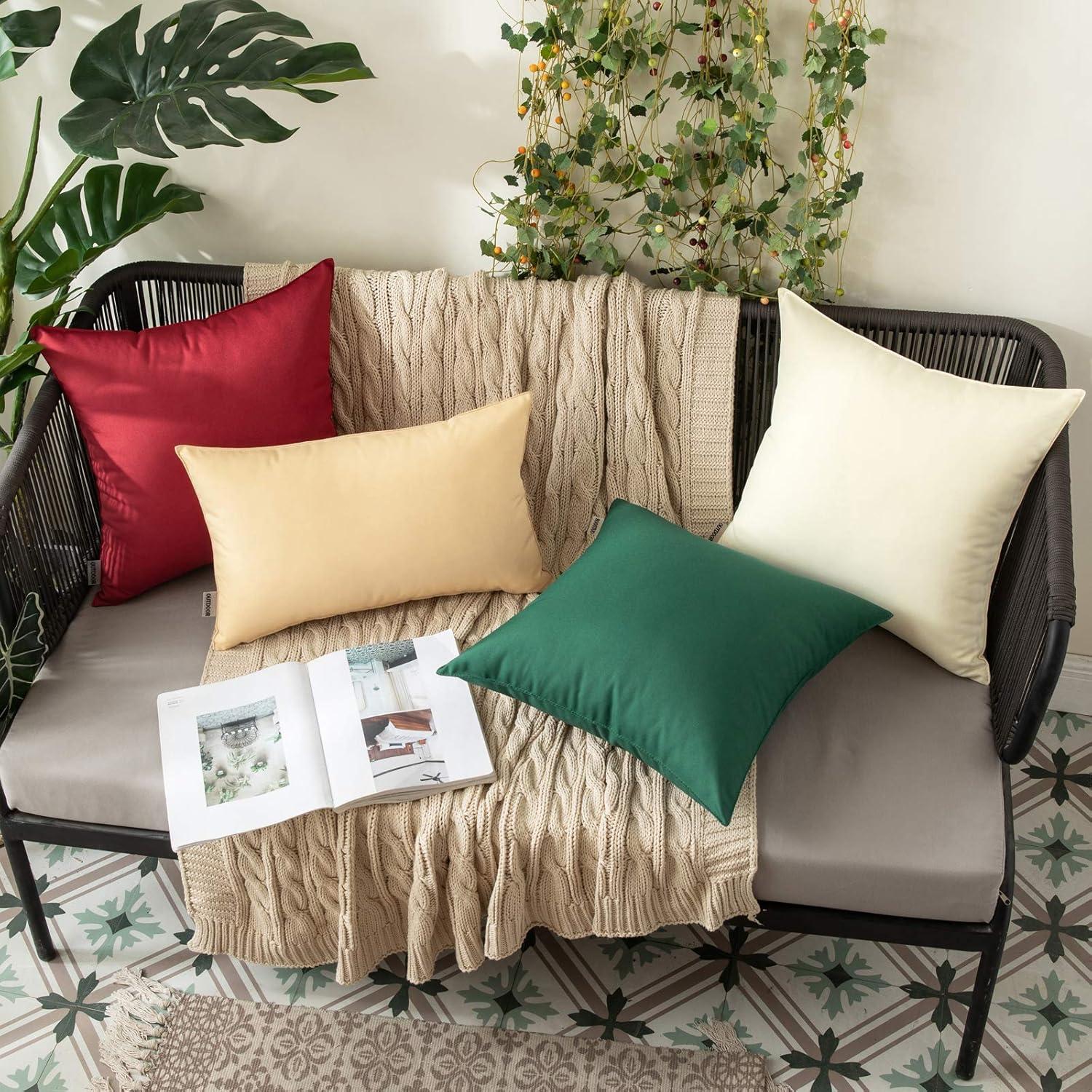 imageMIULEE Pack of 2 Decorative Outdoor Waterproof Pillow Covers Garden Cushion Sham Throw Pillowcase Summer Shell for Patio Tent Couch 16x16 Inch BeigeBeige