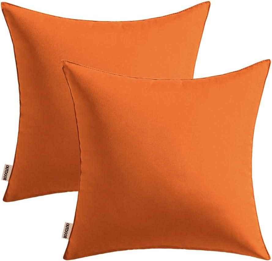 imageMIULEE Pack of 2 Decorative Outdoor Waterproof Pillow Covers Garden Cushion Sham Throw Pillowcase Summer Shell for Patio Tent Couch 16x16 Inch BeigeBurnt Orange