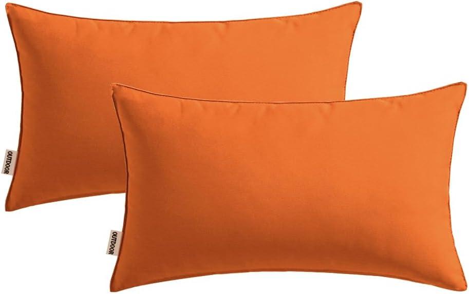 imageMIULEE Pack of 2 Decorative Outdoor Waterproof Pillow Covers Garden Cushion Sham Throw Pillowcase Summer Shell for Patio Tent Couch 16x16 Inch BeigeBurnt Orange