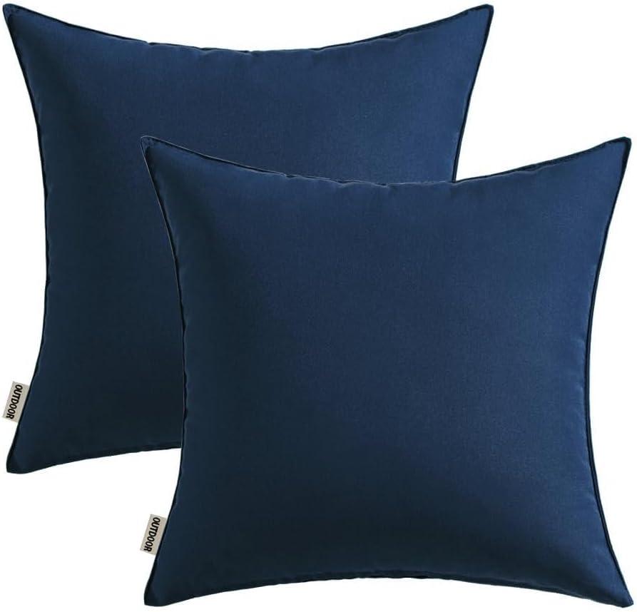 imageMIULEE Pack of 2 Decorative Outdoor Waterproof Pillow Covers Garden Cushion Sham Throw Pillowcase Summer Shell for Patio Tent Couch 16x16 Inch BeigeDark Blue