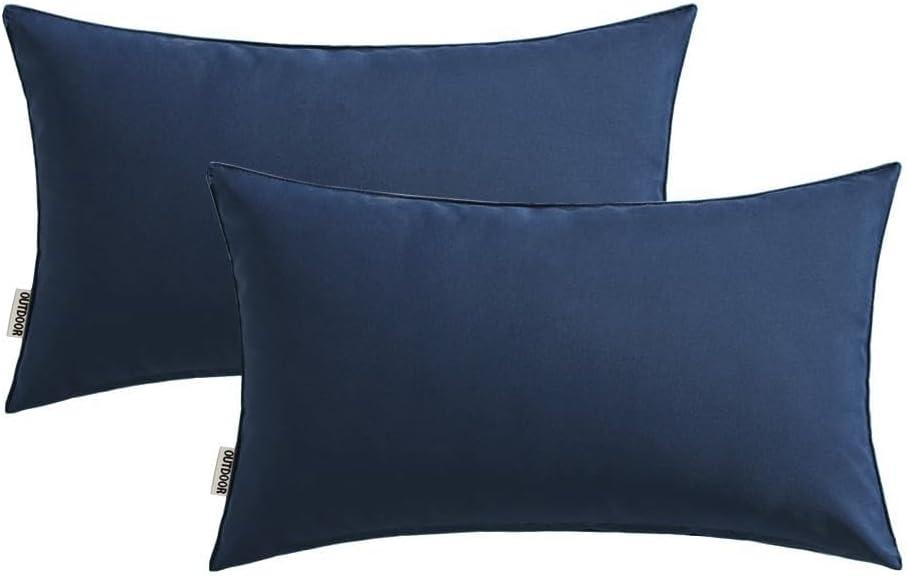 imageMIULEE Pack of 2 Decorative Outdoor Waterproof Pillow Covers Garden Cushion Sham Throw Pillowcase Summer Shell for Patio Tent Couch 16x16 Inch BeigeDark Blue