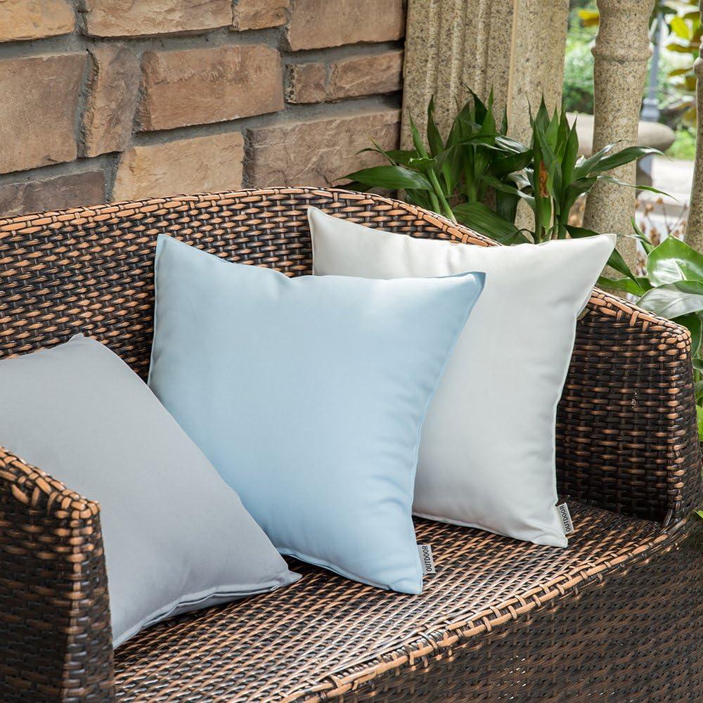 imageMIULEE Pack of 2 Decorative Outdoor Waterproof Pillow Covers Garden Cushion Sham Throw Pillowcase Summer Shell for Patio Tent Couch 16x16 Inch BeigeLight Blue