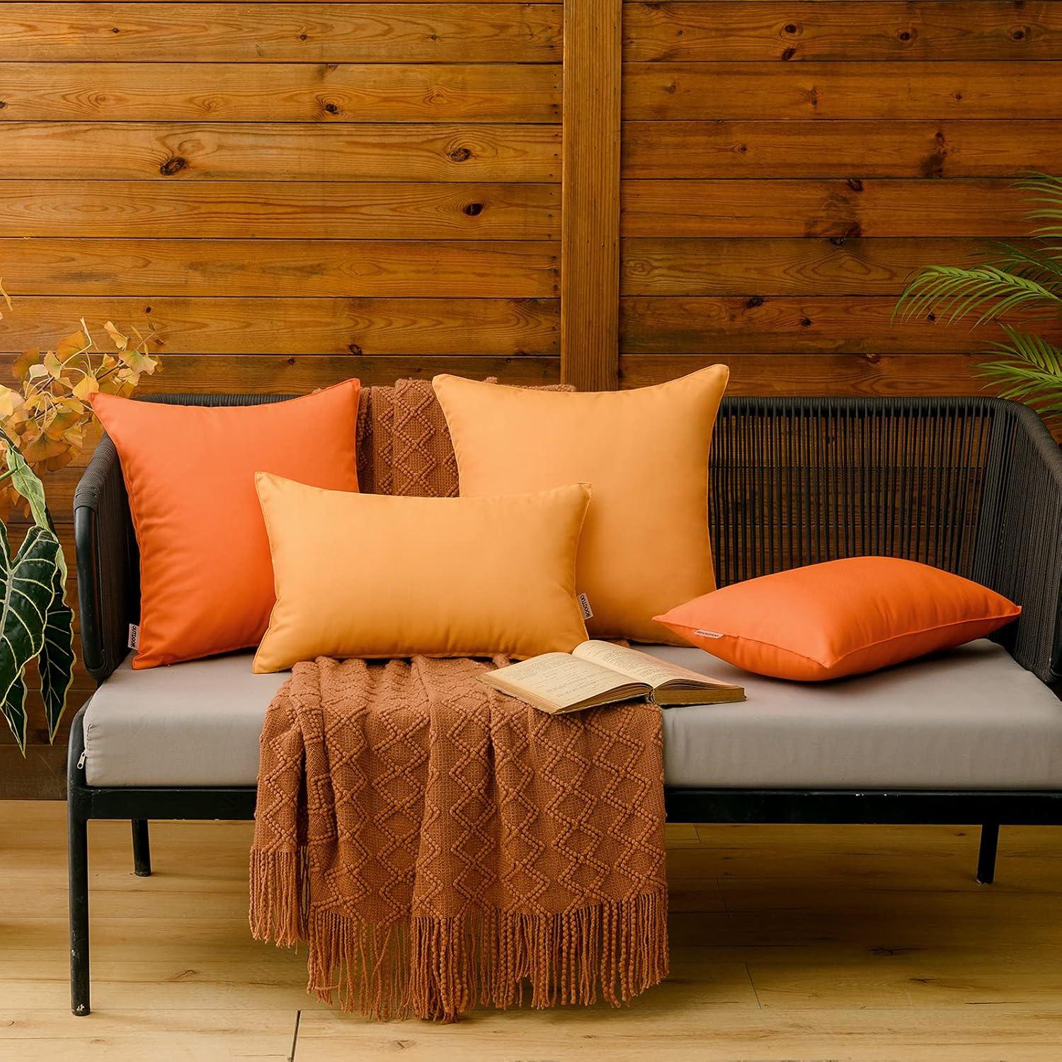 imageMIULEE Pack of 2 Decorative Outdoor Waterproof Pillow Covers Garden Cushion Sham Throw Pillowcase Summer Shell for Patio Tent Couch 16x16 Inch BeigeOrange