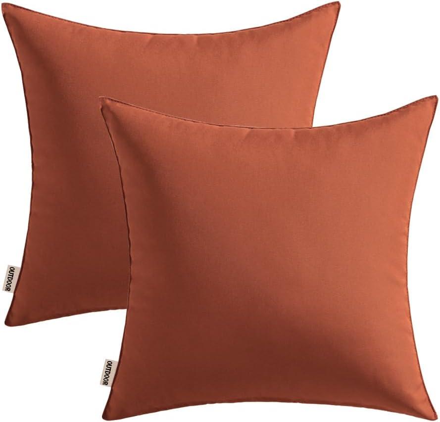 imageMIULEE Pack of 2 Decorative Outdoor Waterproof Pillow Covers Garden Cushion Sham Throw Pillowcase Summer Shell for Patio Tent Couch 16x16 Inch BeigeRust