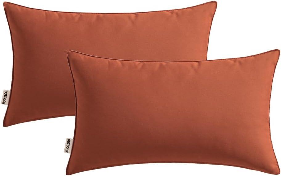 imageMIULEE Pack of 2 Decorative Outdoor Waterproof Pillow Covers Garden Cushion Sham Throw Pillowcase Summer Shell for Patio Tent Couch 16x16 Inch BeigeRust