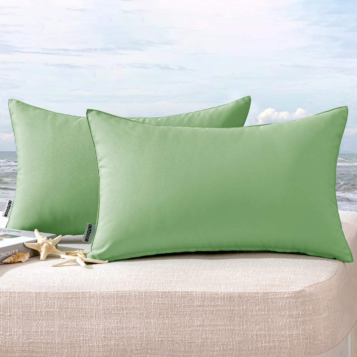 imageMIULEE Pack of 2 Decorative Outdoor Waterproof Pillow Covers Garden Cushion Sham Throw Pillowcase Summer Shell for Patio Tent Couch 16x16 Inch BeigeSage