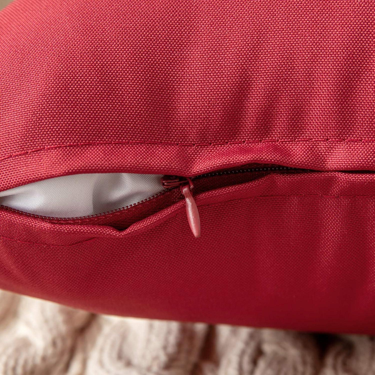 imageMIULEE Pack of 2 Decorative Outdoor Waterproof Pillow Covers Garden Cushion Sham Throw Pillowcase Summer Shell for Patio Tent Couch 16x16 Inch BeigeWine Red
