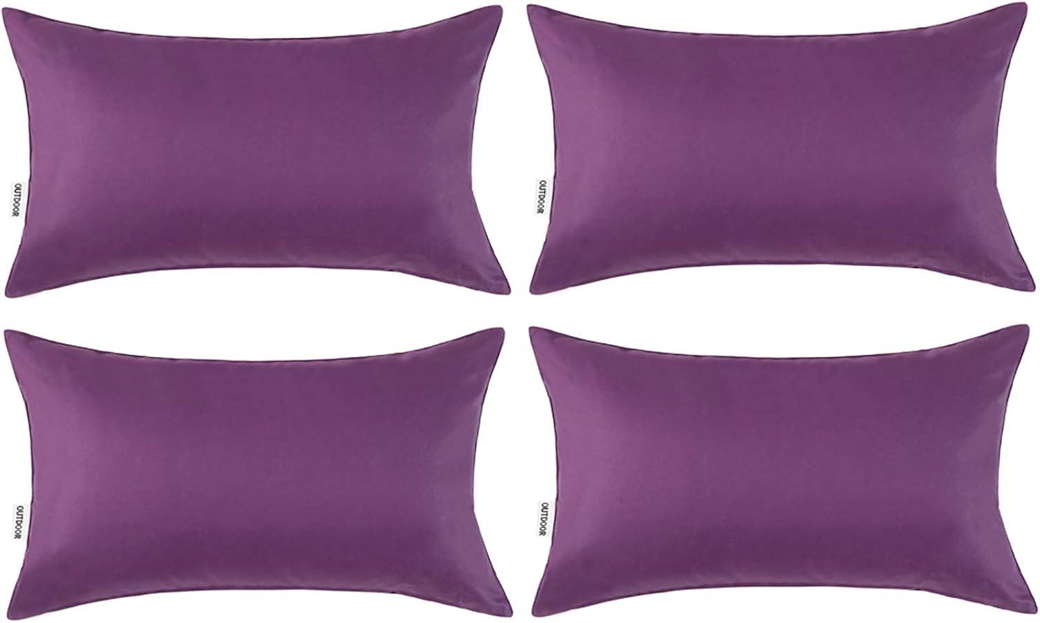 imageMIULEE Pack of 4 Decorative Outdoor Summer Pillow Covers Square Cushion Cases PU Coating Waterproof Throw Pillowcase Shell for Living Room Couch Sofa Garden Tent Park 18x18 Inch YellowPurple