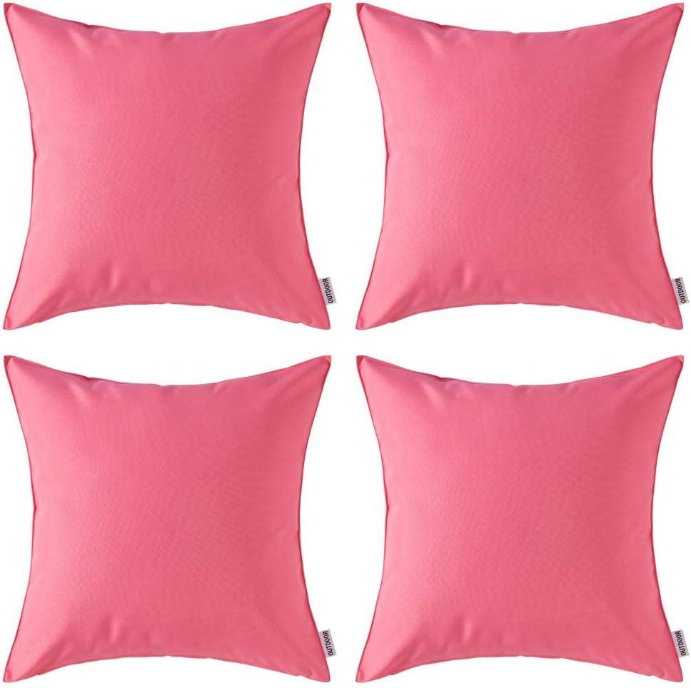 imageMIULEE Pack of 4 Decorative Outdoor Summer Pillow Covers Square Cushion Cases PU Coating Waterproof Throw Pillowcase Shell for Living Room Couch Sofa Garden Tent Park 18x18 Inch YellowPink