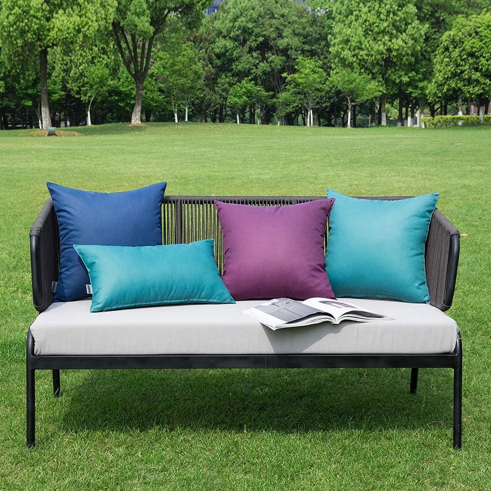 imageMIULEE Pack of 4 Decorative Outdoor Summer Pillow Covers Square Cushion Cases PU Coating Waterproof Throw Pillowcase Shell for Living Room Couch Sofa Garden Tent Park 18x18 Inch YellowPurple