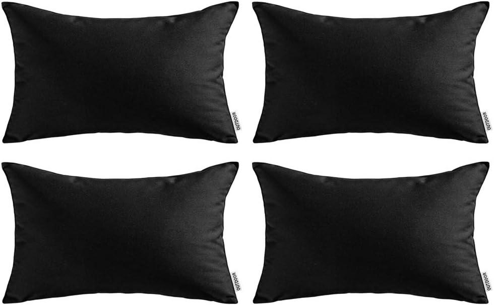 imageMIULEE Pack of 4 Decorative Outdoor Summer Pillow Covers Square Cushion Cases PU Coating Waterproof Throw Pillowcase Shell for Living Room Couch Sofa Garden Tent Park 18x18 Inch YellowBlack