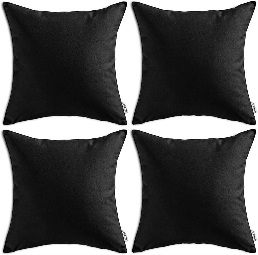 imageMIULEE Pack of 4 Decorative Outdoor Summer Pillow Covers Square Cushion Cases PU Coating Waterproof Throw Pillowcase Shell for Living Room Couch Sofa Garden Tent Park 18x18 Inch YellowBlack