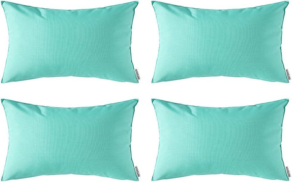 imageMIULEE Pack of 4 Decorative Outdoor Summer Pillow Covers Square Cushion Cases PU Coating Waterproof Throw Pillowcase Shell for Living Room Couch Sofa Garden Tent Park 18x18 Inch YellowLight Green