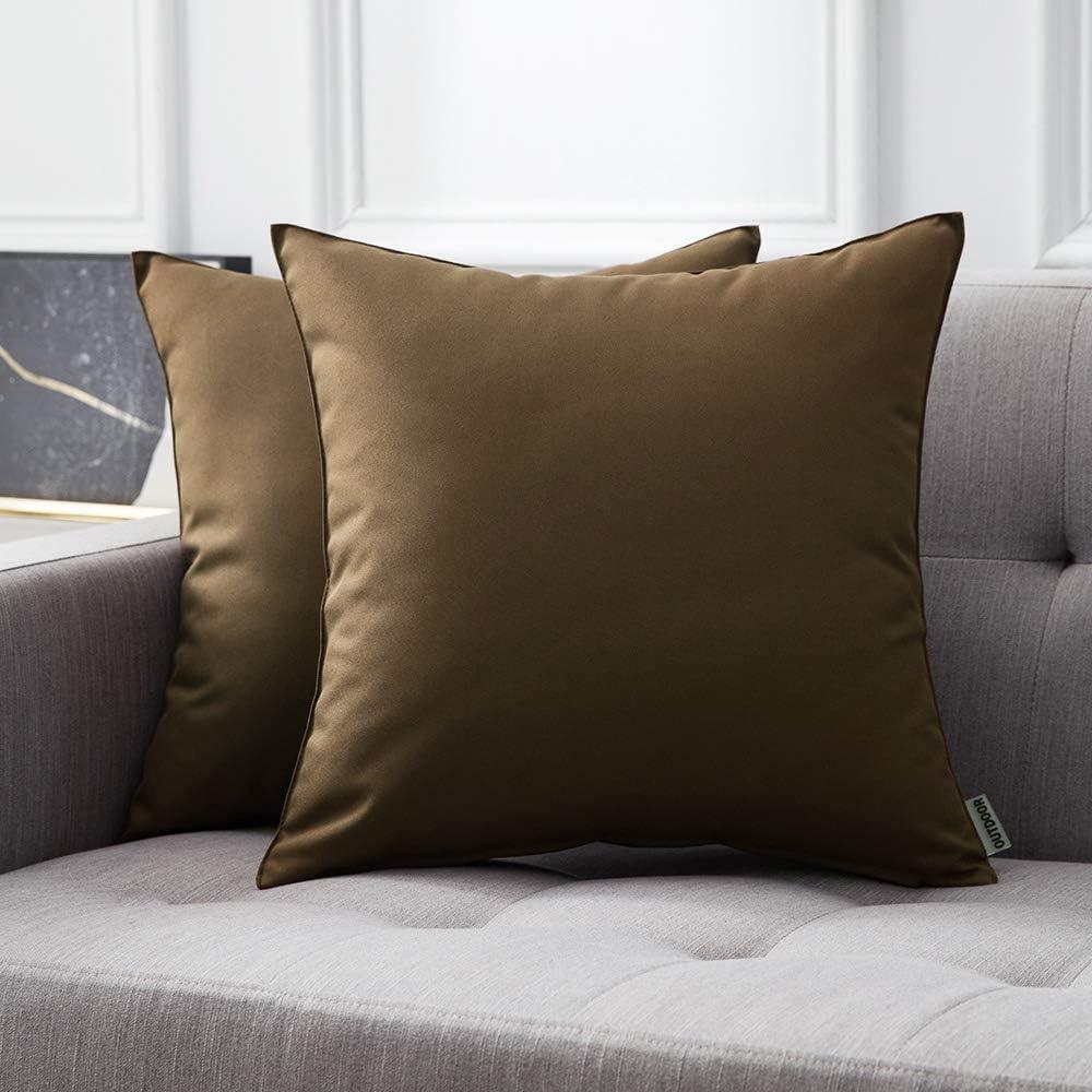 imageMIULEE Pack of 2 Decorative Outdoor Waterproof Pillow Covers Garden Cushion Sham Throw Pillowcase Summer Shell for Patio Tent Couch 16x16 Inch BeigeBrown