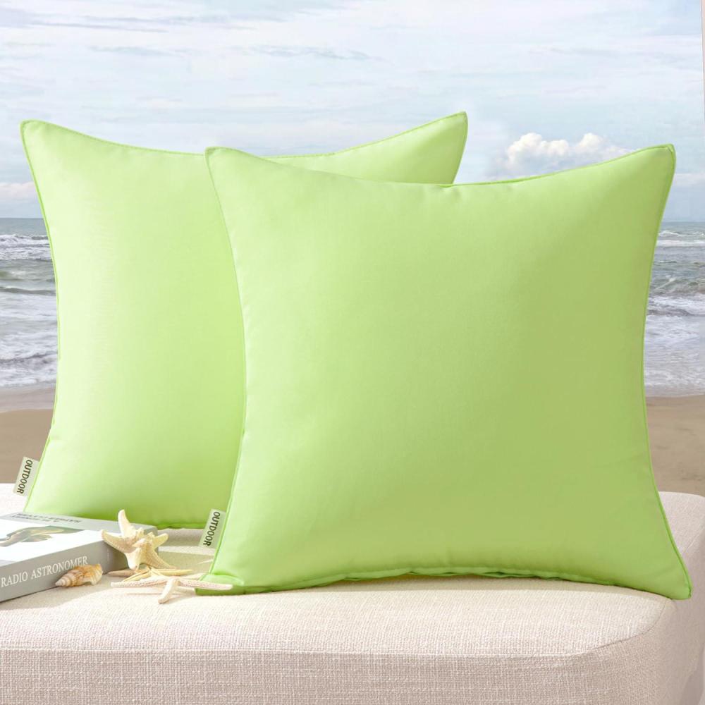 imageMIULEE Pack of 2 Decorative Outdoor Waterproof Pillow Covers Garden Cushion Sham Throw Pillowcase Summer Shell for Patio Tent Couch 16x16 Inch BeigePale Green