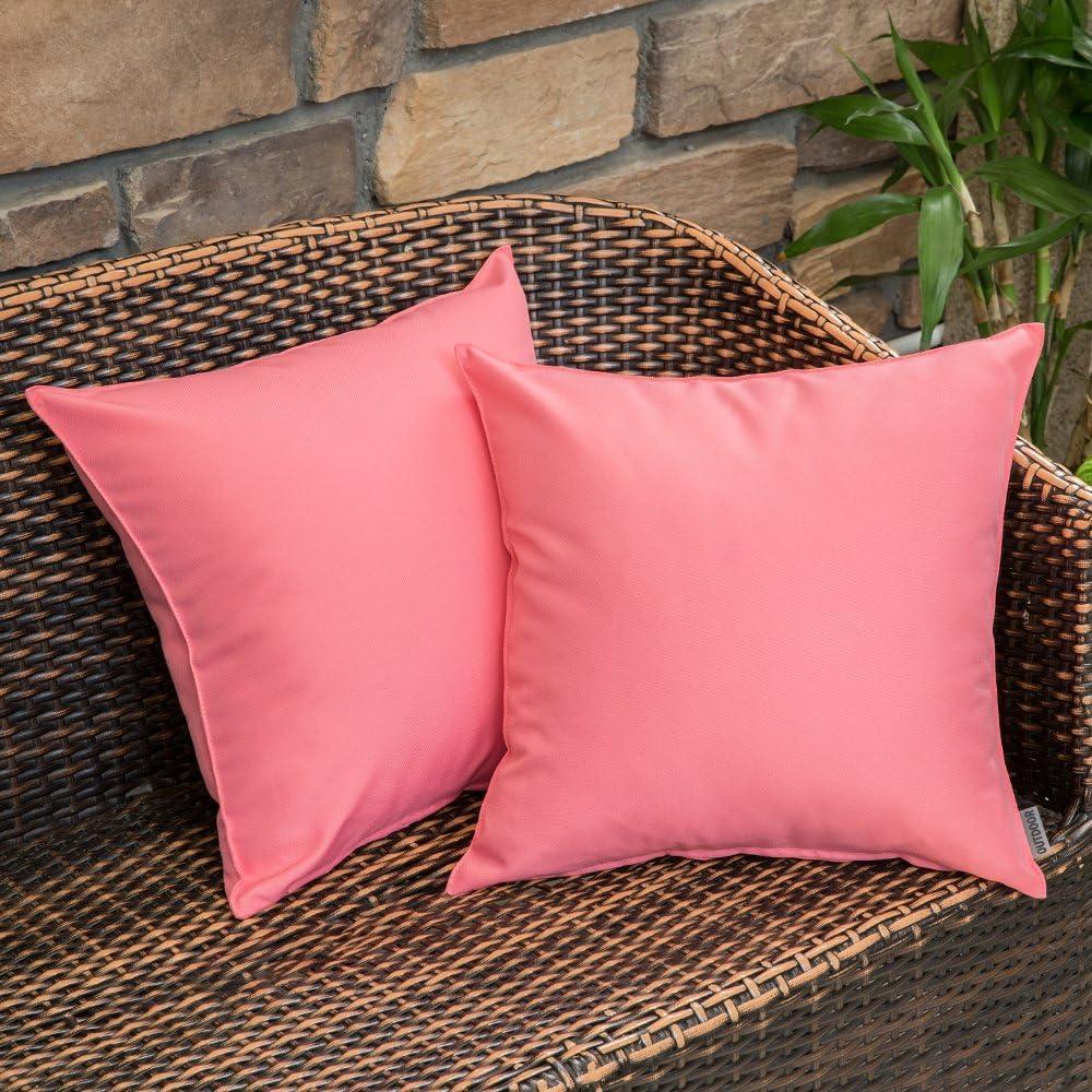 imageMIULEE Pack of 2 Decorative Outdoor Waterproof Pillow Covers Garden Cushion Sham Throw Pillowcase Summer Shell for Patio Tent Couch 16x16 Inch BeigePink