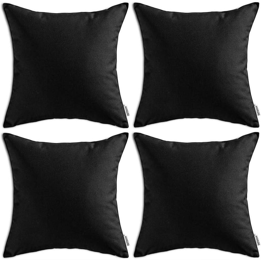 imageMIULEE Pack of 4 Decorative Outdoor Summer Pillow Covers Square Cushion Cases PU Coating Waterproof Throw Pillowcase Shell for Living Room Couch Sofa Garden Tent Park 18x18 Inch YellowBlack