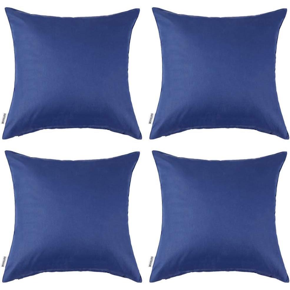 imageMIULEE Pack of 4 Decorative Outdoor Summer Pillow Covers Square Cushion Cases PU Coating Waterproof Throw Pillowcase Shell for Living Room Couch Sofa Garden Tent Park 18x18 Inch YellowNavy Blue