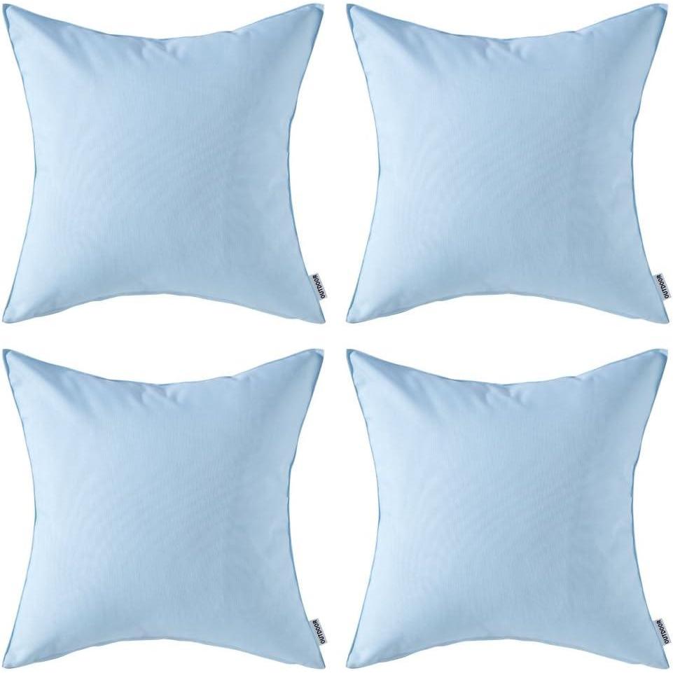 imageMIULEE Pack of 4 Decorative Outdoor Summer Pillow Covers Square Cushion Cases PU Coating Waterproof Throw Pillowcase Shell for Living Room Couch Sofa Garden Tent Park 18x18 Inch YellowLight Blue