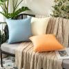 MIULEE Pack of 2 Decorative Outdoor Waterproof Pillow Covers Garden Cushion Sham Throw Pillowcase Summer Shell for Patio Tent Couch 16×16 Inch Beige(Blue)