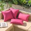 MIULEE Pack of 2 Decorative Outdoor Waterproof Pillow Covers Garden Cushion Sham Throw Pillowcase Summer Shell for Patio Tent Couch 16×16 Inch Beige(Hot Pink)