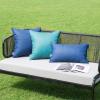 MIULEE Pack of 2 Decorative Outdoor Waterproof Pillow Covers Garden Cushion Sham Throw Pillowcase Summer Shell for Patio Tent Couch 16×16 Inch Beige(Navy Blue)