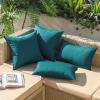 MIULEE Pack of 2 Decorative Outdoor Waterproof Pillow Covers Garden Cushion Sham Throw Pillowcase Summer Shell for Patio Tent Couch 16×16 Inch Beige(Teal Blue)