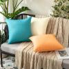MIULEE Pack of 2 Decorative Outdoor Waterproof Pillow Covers Garden Cushion Sham Throw Pillowcase Summer Shell for Patio Tent Couch 16×16 Inch Beige(Turquoise)