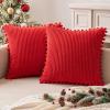MIULEE Christmas Boho Decorative Throw Pillow Covers with Pom-poms, Soft Corduroy Square Solid Lumbar Cushion Cases for Couch Sofa Bedroom, 18×18 inch Red