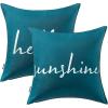 MIULEE Outdoor Waterproof Throw Pillow Covers Set of 2 Spring Hello Sunshine Decorative Outdoor Square Pillowcases for Chair Patio Garden Couch Tent Balcony Sofa Summer Yellow 20×20 Inch(Deep Blue)