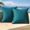 MIULEE Pack of 2 Decorative Outdoor Waterproof Pillow Covers Garden Cushion Sham Throw Pillowcase Summer Shell for Patio Tent Couch 16×16 Inch Beige(Teal Blue)